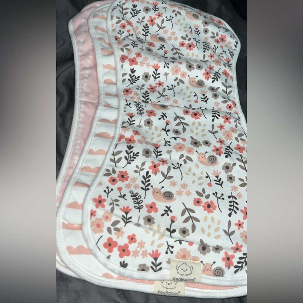 Floral Snail Print Baby burp Blankets keababies